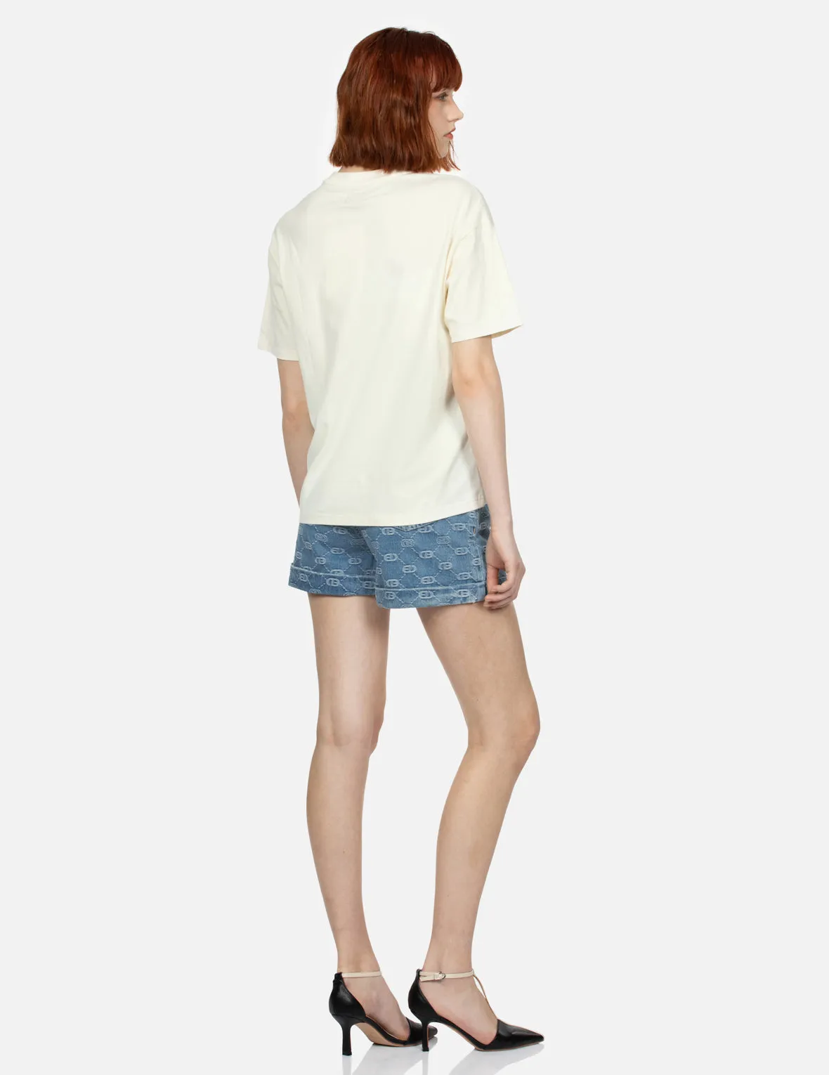 Allover Logo with Pink Diamond-Ironing Seagull Loose Fit Denim Shorts sold by Evisu product image thumbnail 4