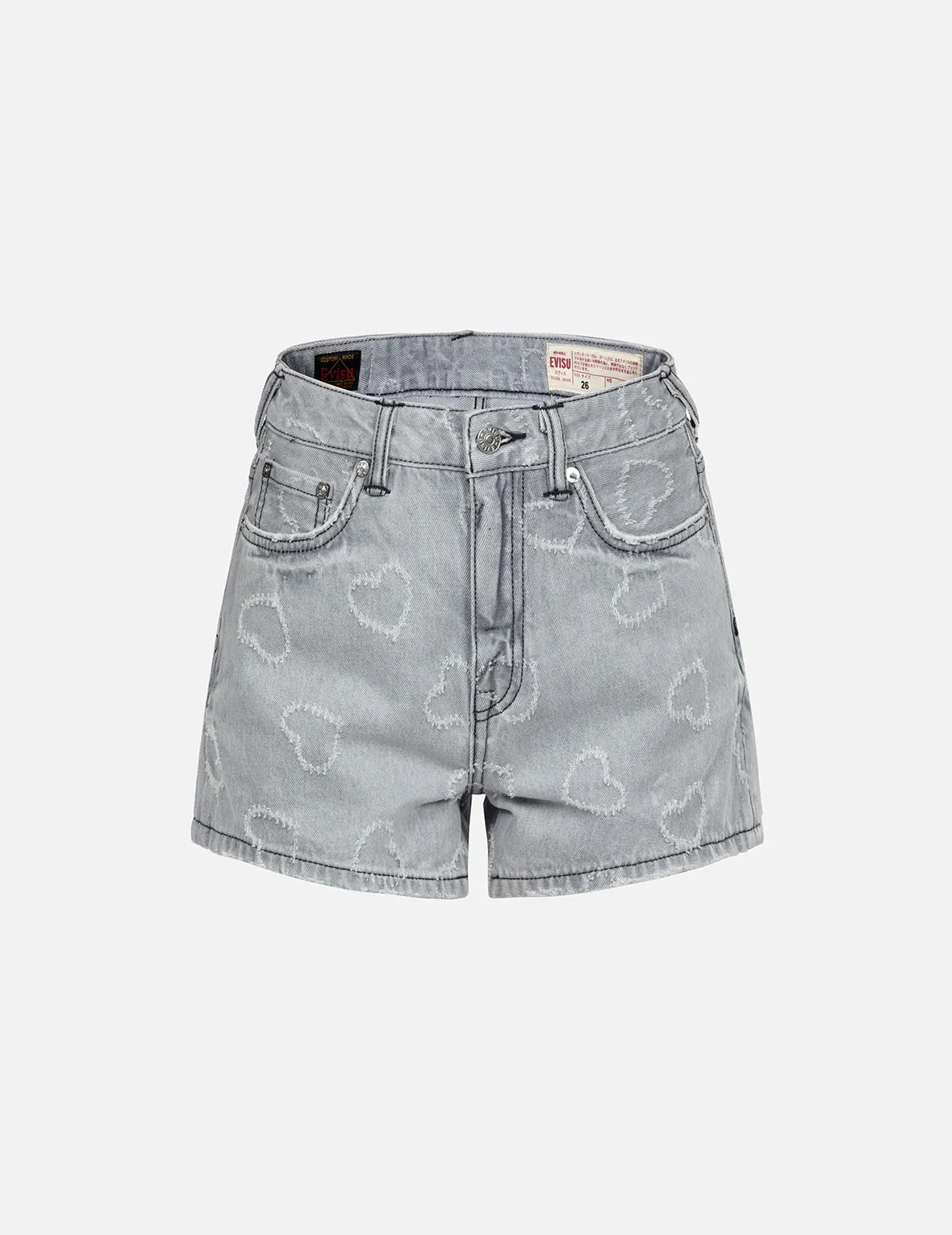 Seagull Embroidery and Allover Heart Fashion fit Denim Shorts sold by Evisu product image thumbnail 2