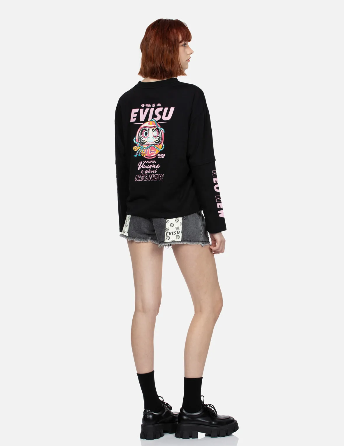 Logo with Kamon Allover Print Daicock Regular Fit Denim Shorts sold by Evisu product image thumbnail 3