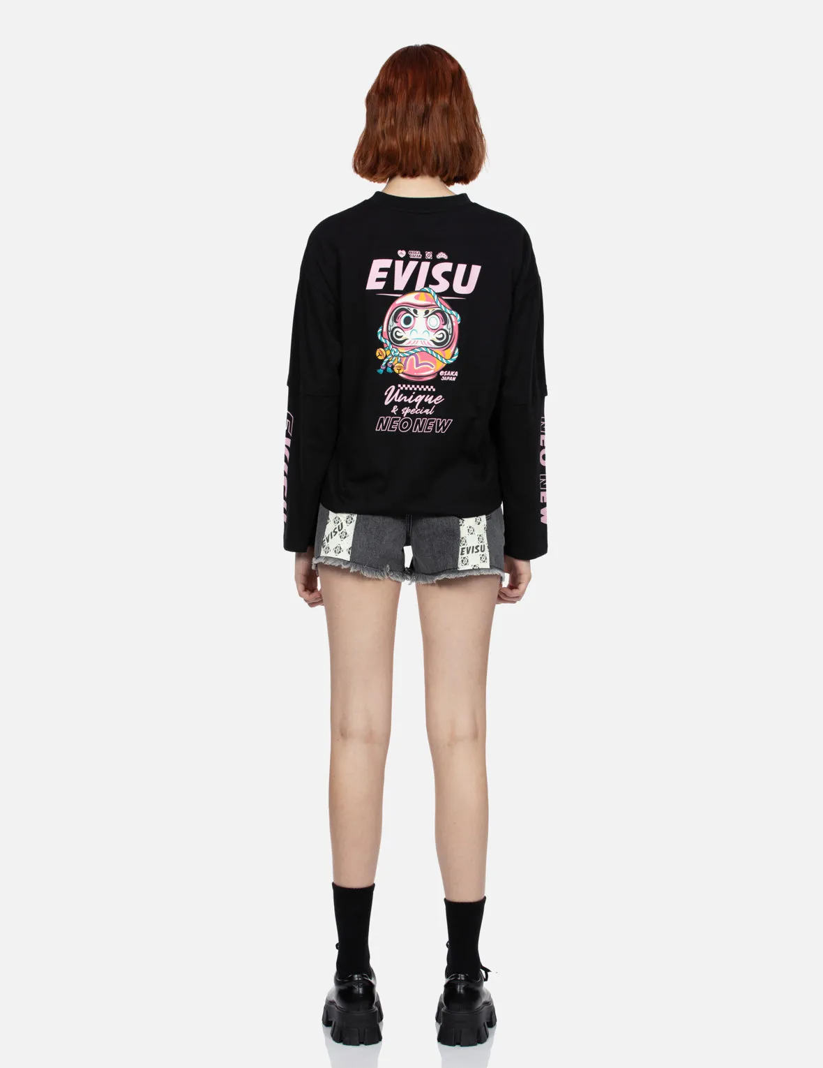 Logo with Kamon Allover Print Daicock Regular Fit Denim Shorts sold by Evisu product image thumbnail 5