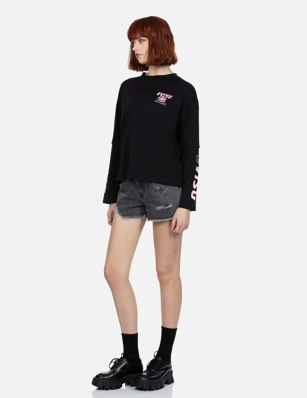 Logo with Kamon Allover Print Daicock Regular Fit Denim Shorts sold by Evisu product image thumbnail 4