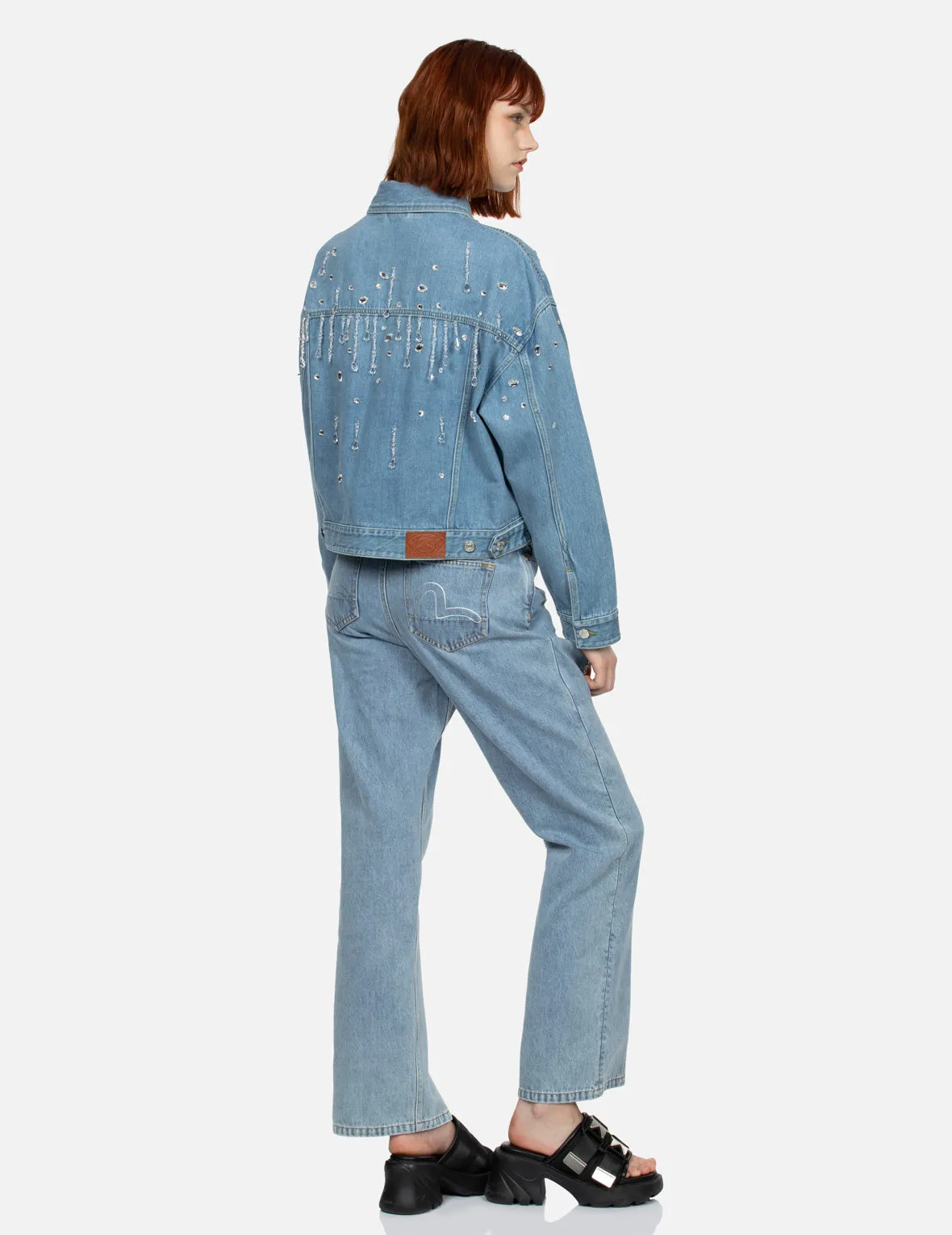 Crystal Embellished Oversized Denim Jacket sold by Evisu product image thumbnail 4