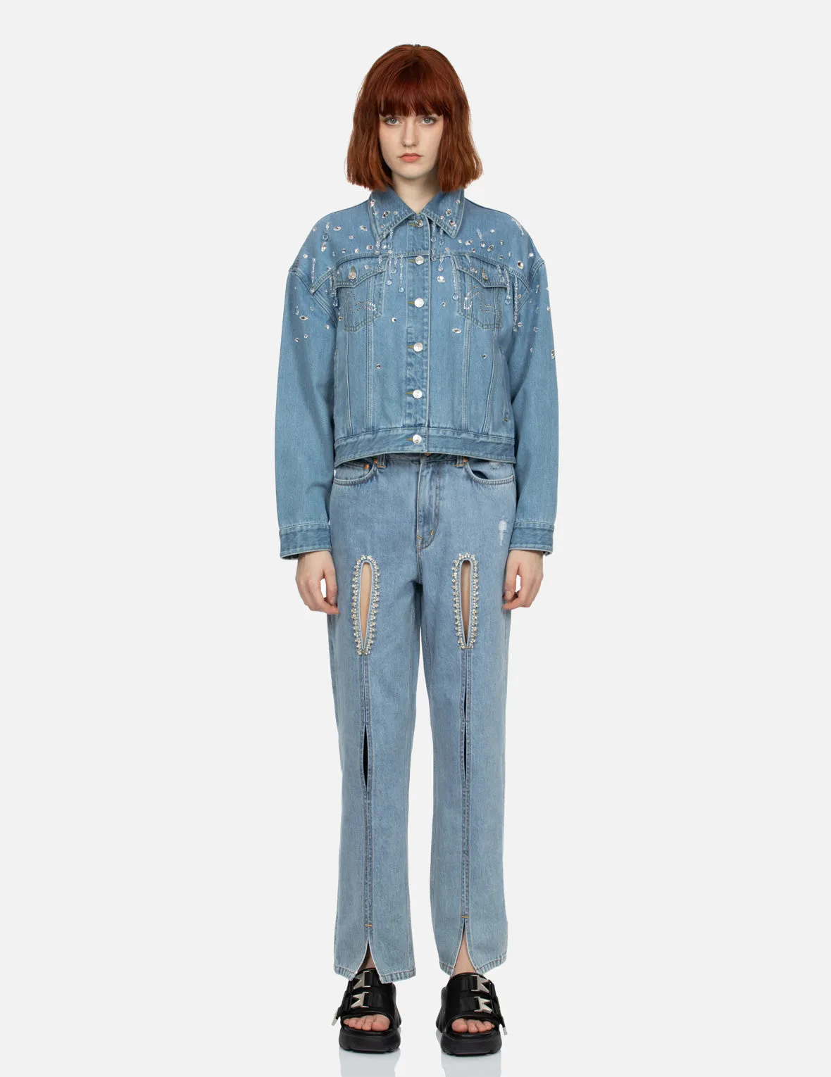Crystal Embellished Oversized Denim Jacket sold by Evisu product image thumbnail 5