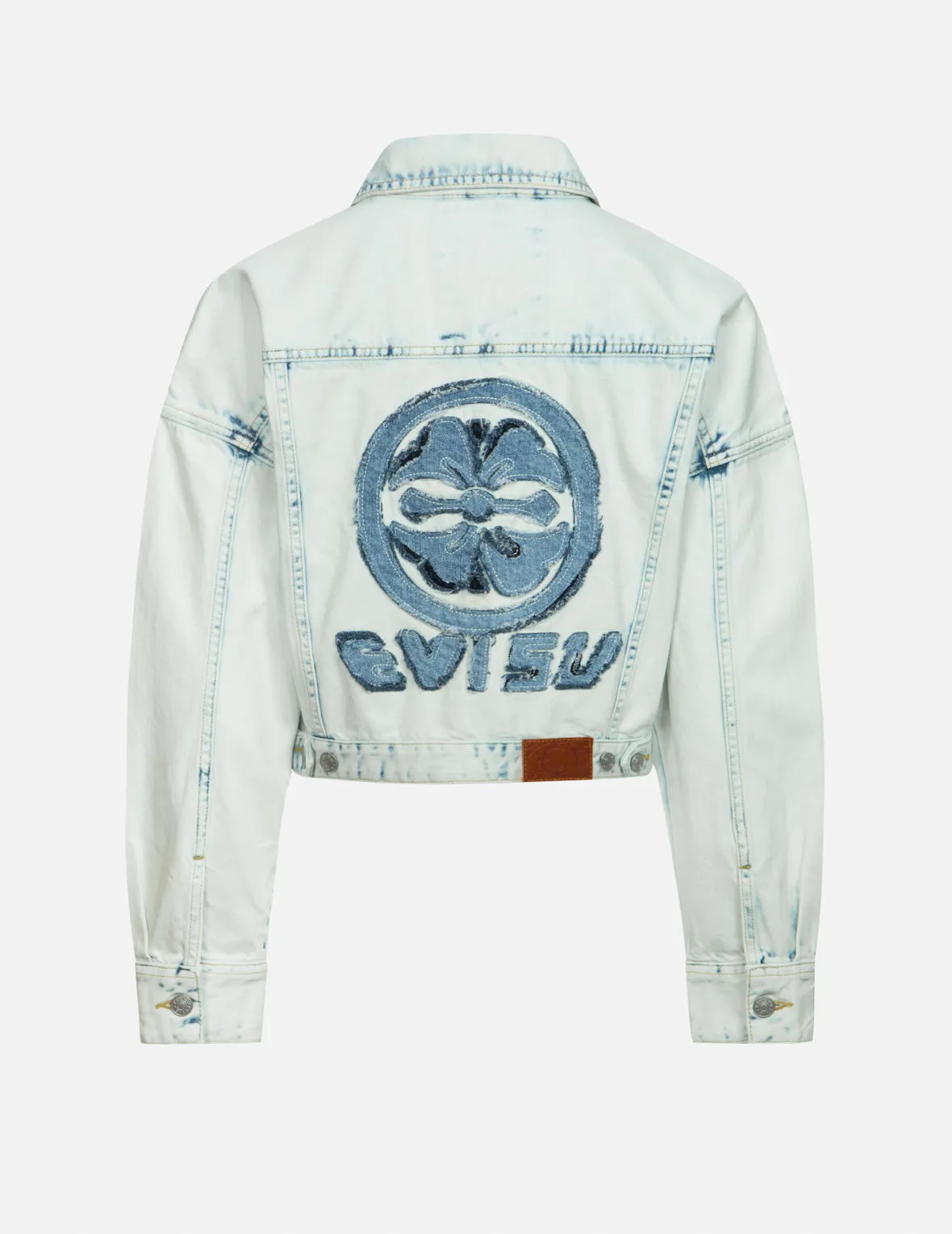 Kamon and Logo Appliqué Fashion Fit Denim Jacket sold by Evisu