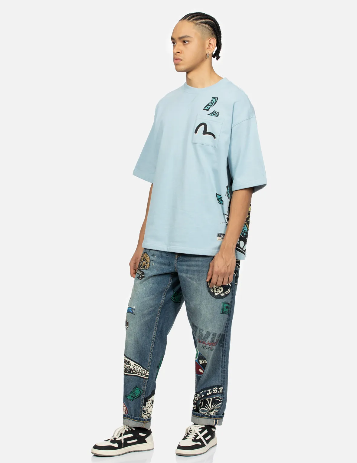 Diamond Daruma and Seagull Print Oversized T-shirt sold by Evisu product image thumbnail 4