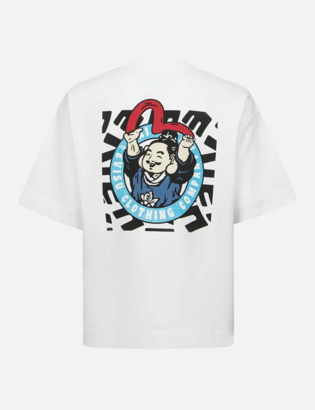 Playful Godhead and Seagull Print Oversized Short-Sleeve Sweatshirt sold by Evisu