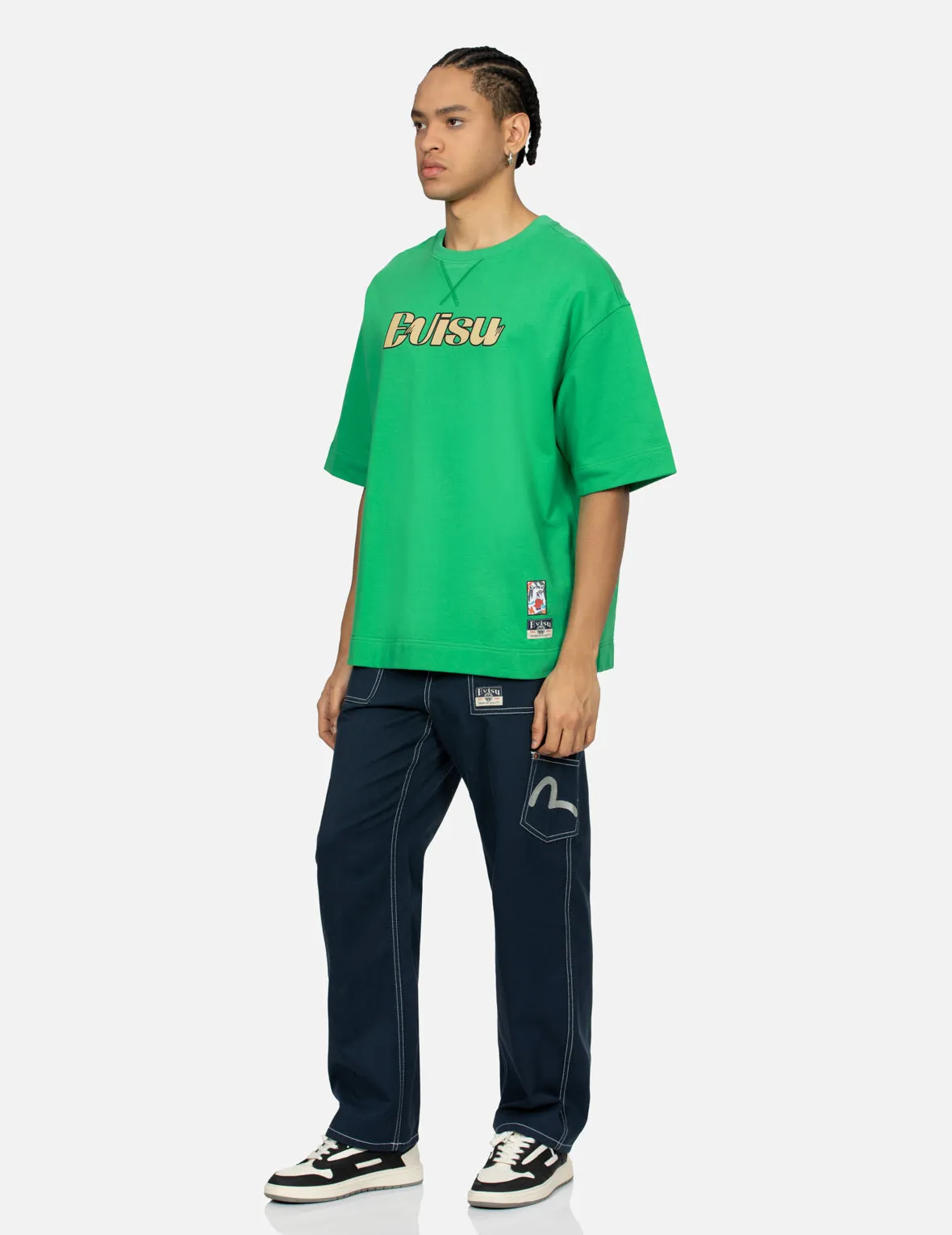 Hanafuda Kamon and Logo Print Oversized Short-Sleeve Sweatshirt sold by Evisu product image thumbnail 4