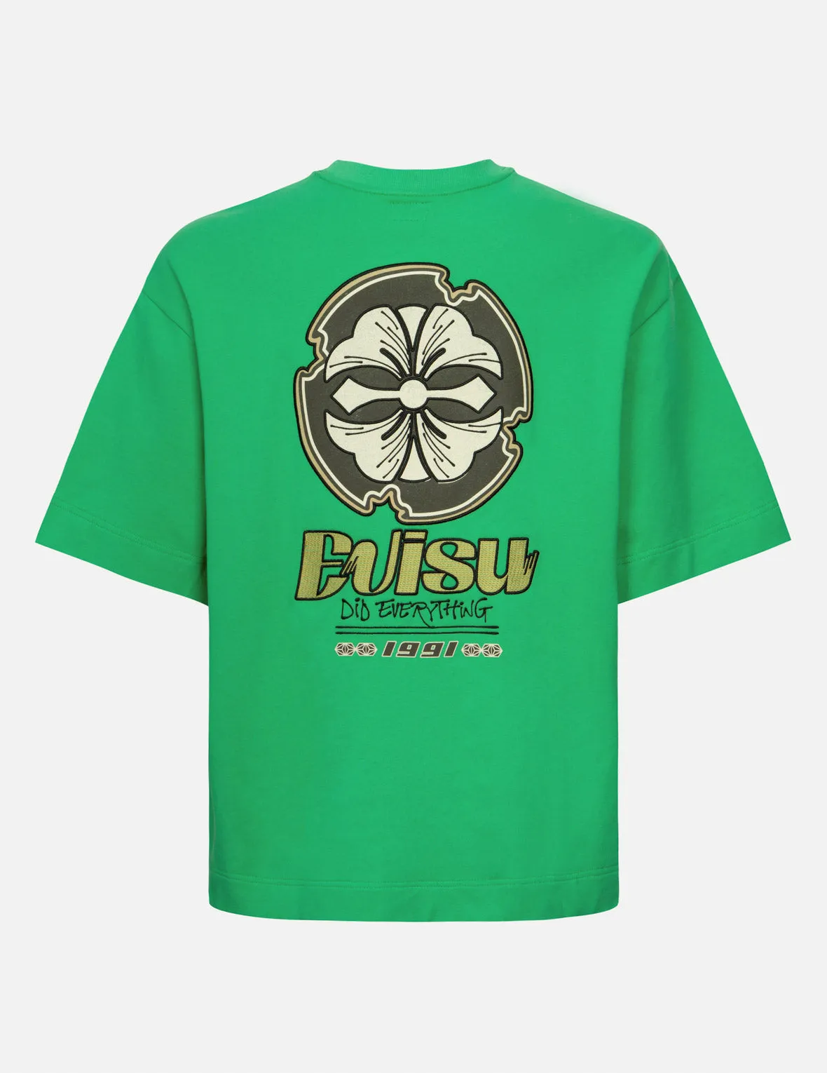 Hanafuda Kamon and Logo Print Oversized Short-Sleeve Sweatshirt sold by Evisu