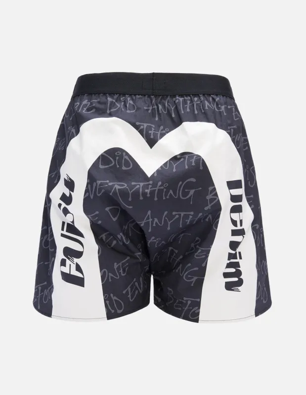 Allover Slogan and Daicock Print Boxer Shorts sold by Evisu
