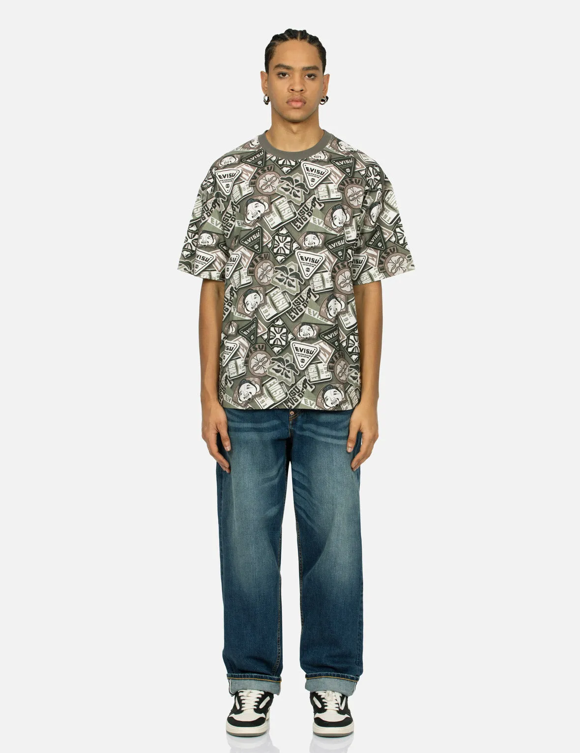 Allover Bagde Print Loose Fit T-shirt sold by Evisu product image thumbnail 5