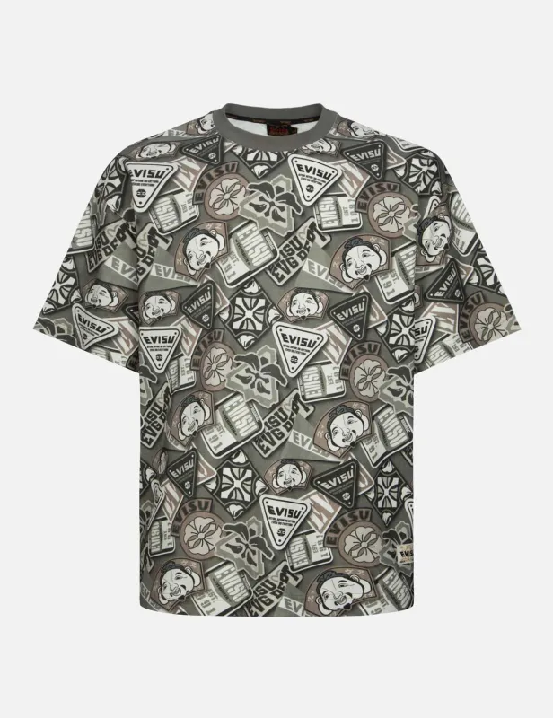 Allover Bagde Print Loose Fit T-shirt sold by Evisu