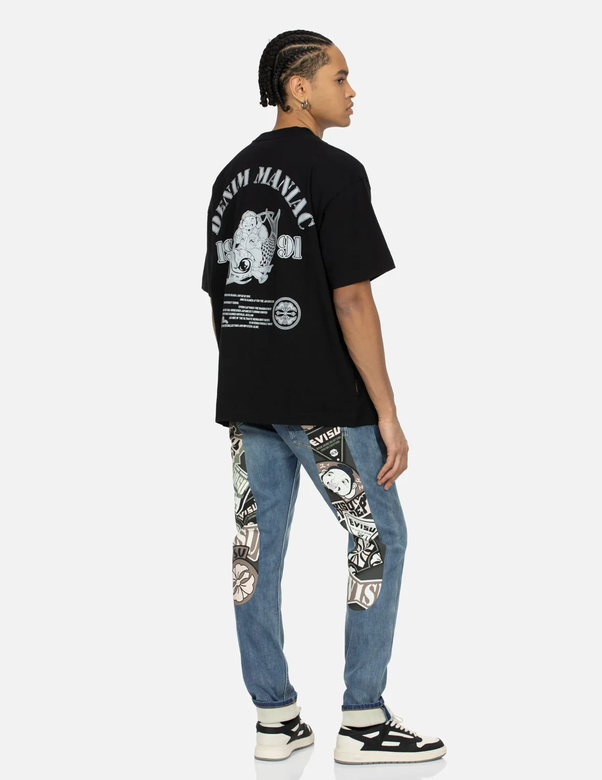 Fortune God Reflective Heat Transfer Print Loose Fit T-shirt sold by Evisu product image thumbnail 5