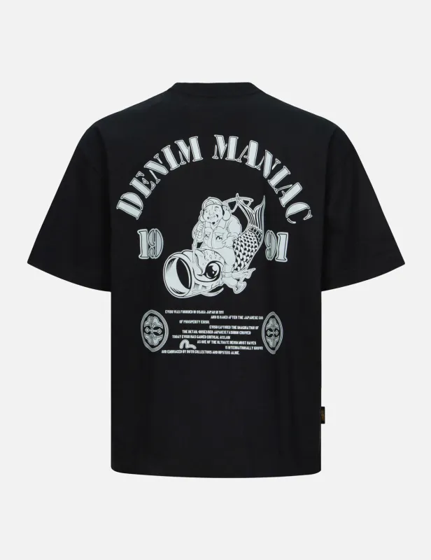 Fortune God Reflective Heat Transfer Print Loose Fit T-shirt sold by Evisu