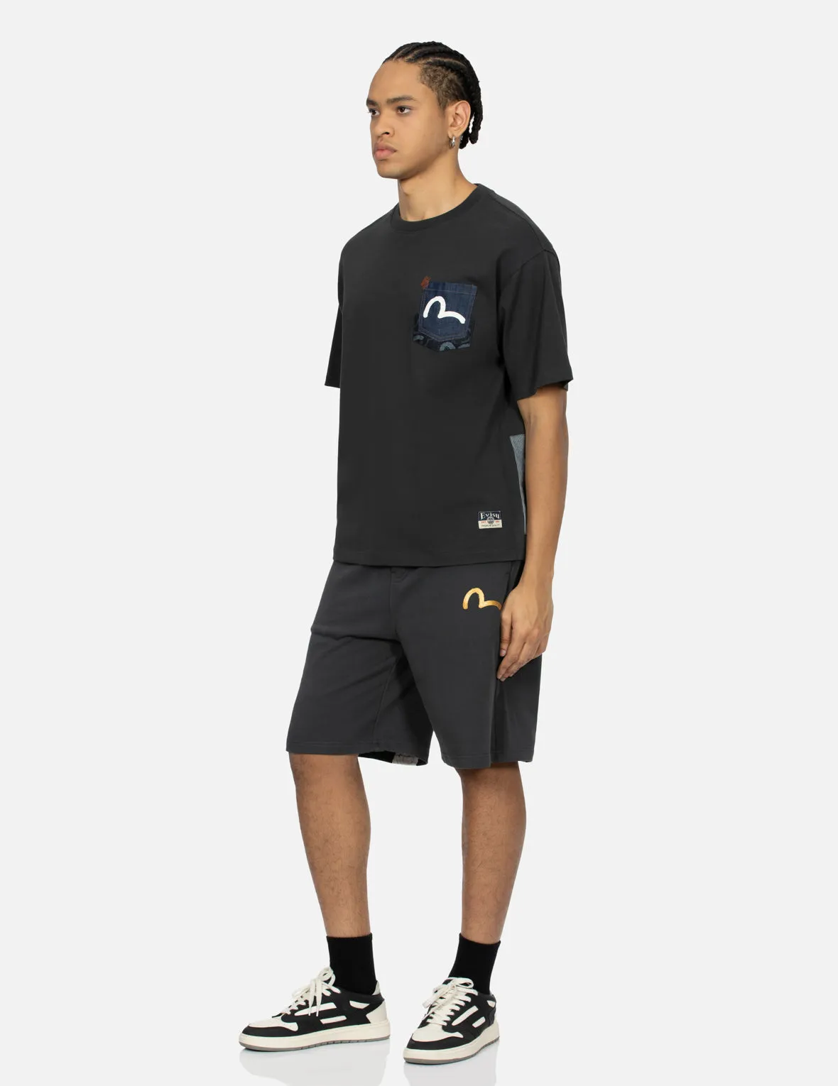 Brushstroke Seagull Print and Patchwork Relax Fit T-shirt sold by Evisu product image thumbnail 3