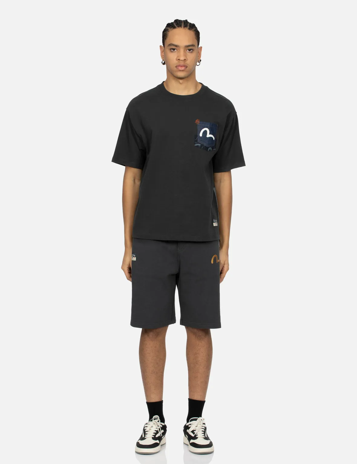 Brushstroke Seagull Print and Patchwork Relax Fit T-shirt sold by Evisu product image thumbnail 5