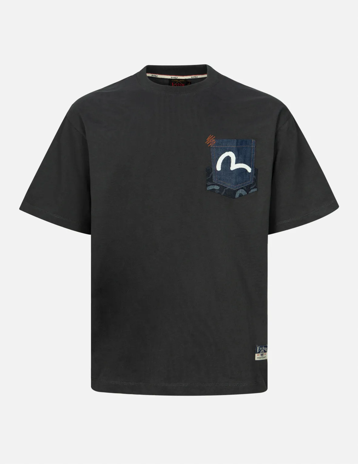 Brushstroke Seagull Print and Patchwork Relax Fit T-shirt sold by Evisu
