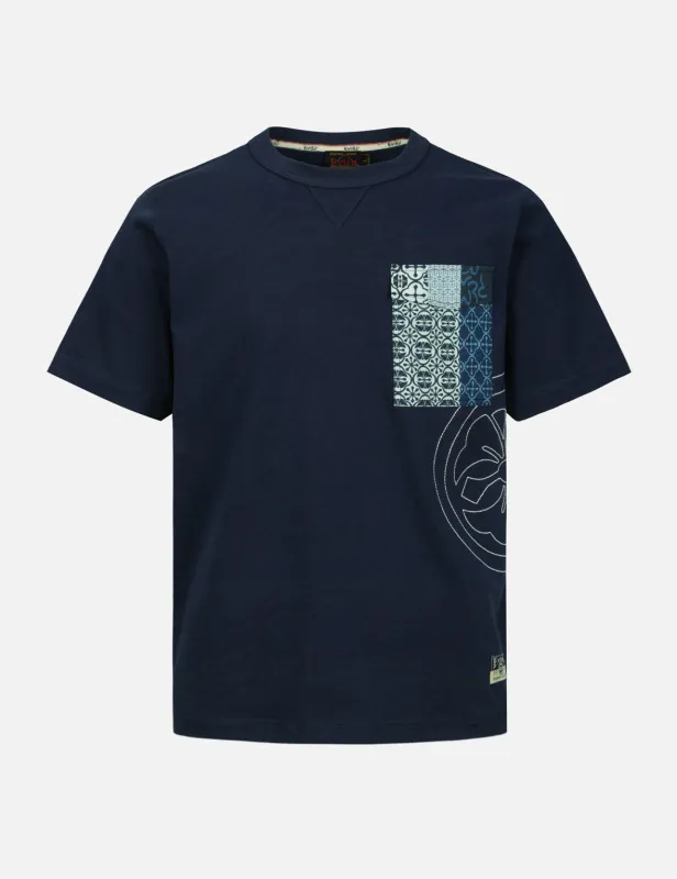 Kamon Stitching with Patterned Pocket Regular Fit T-shirt sold by Evisu