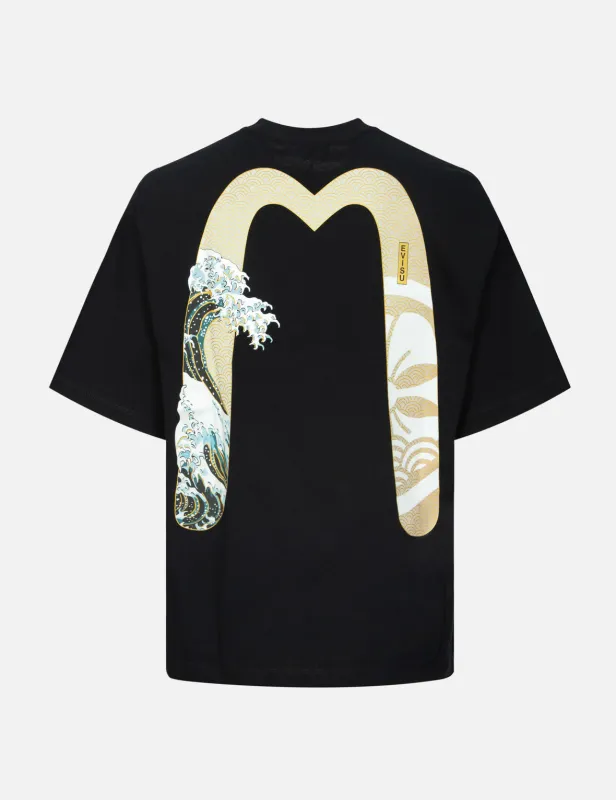 Kamon and The Great Wave Daicock Print Relax Fit T-shirt sold by Evisu