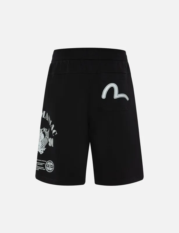 Godhead and Koinobori Reflective Print Relax Fit Sweat Shorts sold by Evisu