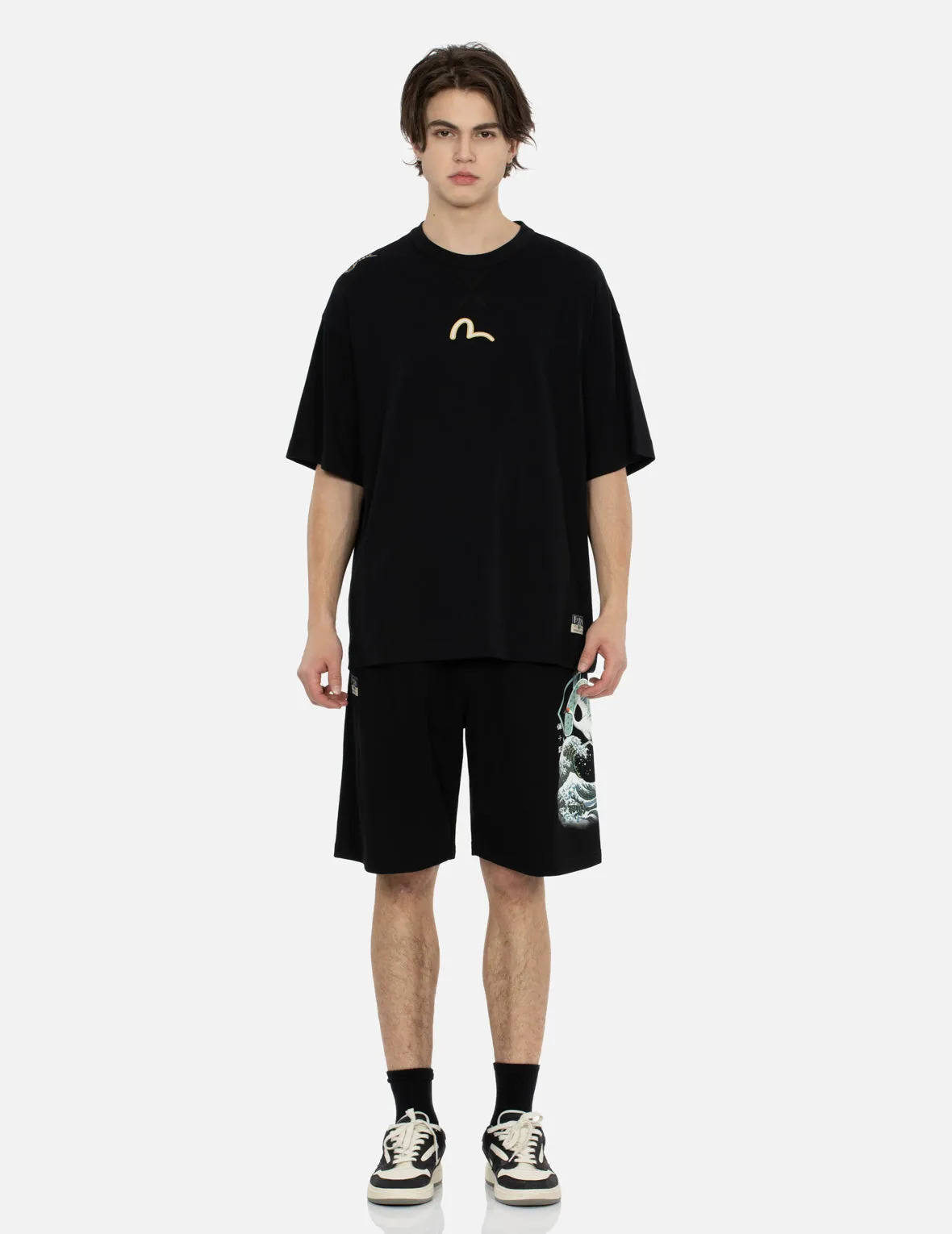 Crane and The Great Wave Print Relax Fit Sweat Shorts sold by Evisu product image thumbnail 5