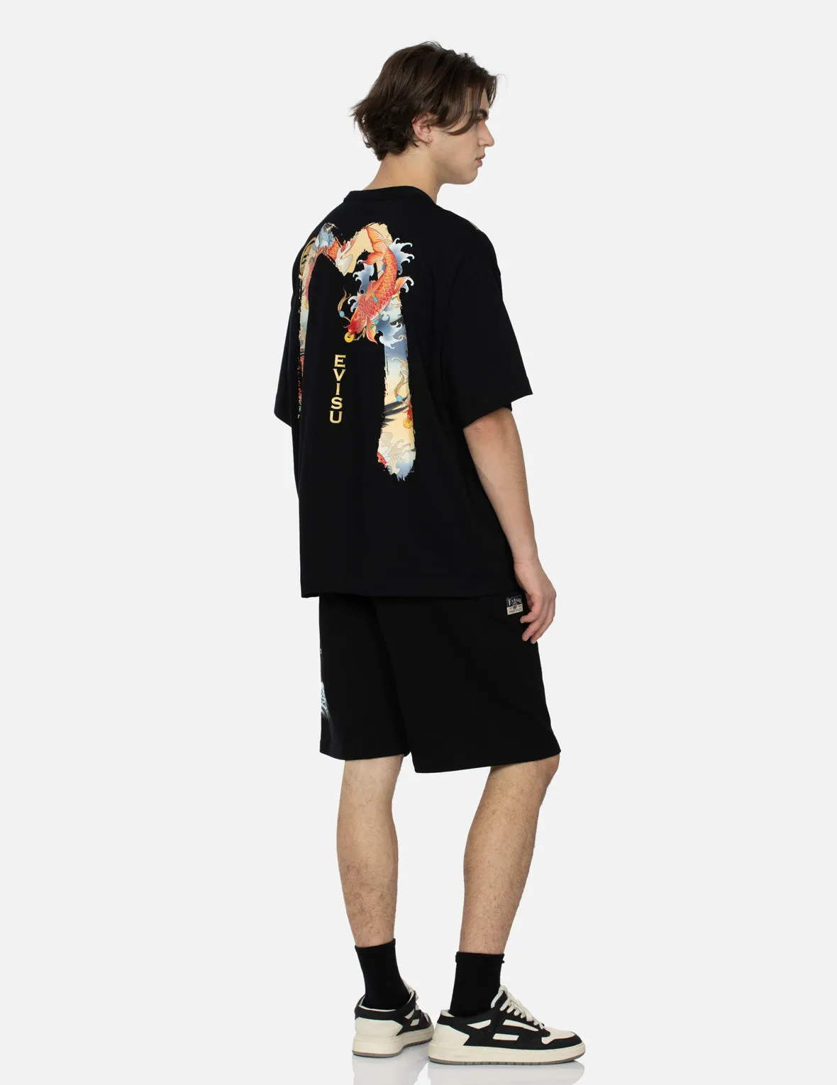 Crane and The Great Wave Print Relax Fit Sweat Shorts sold by Evisu product image thumbnail 4