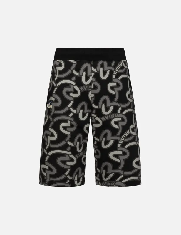 Allover Overlapping Seagull Print Regular Fit Sweat Shorts sold by Evisu