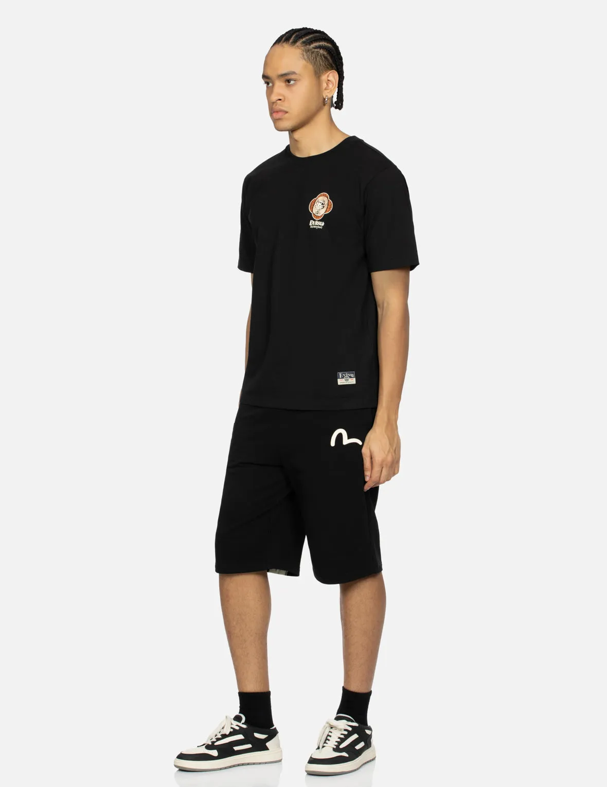 Calligraphy Brush Daicock Print Regular Fit Sweat Shorts sold by Evisu product image thumbnail 4