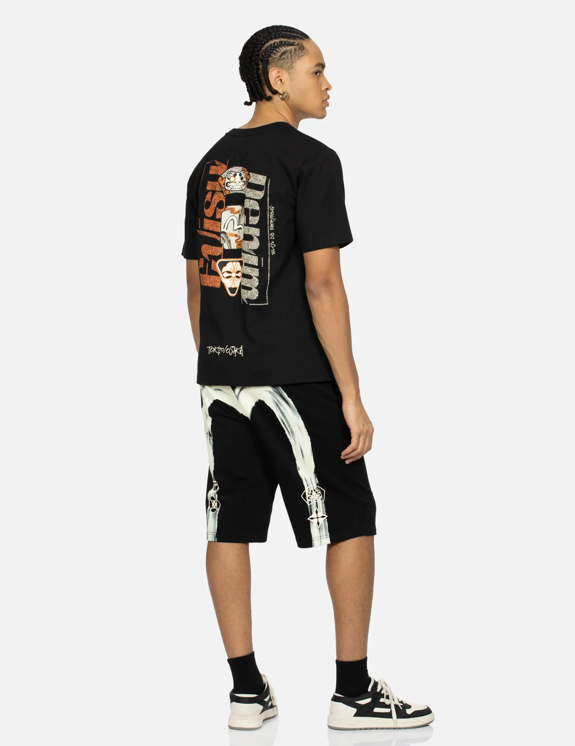 Calligraphy Brush Daicock Print Regular Fit Sweat Shorts sold by Evisu product image thumbnail 3