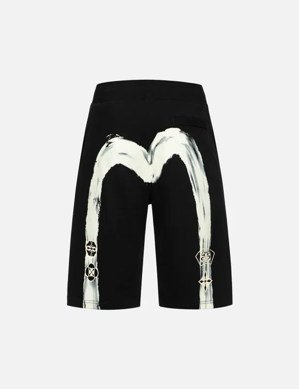 Calligraphy Brush Daicock Print Regular Fit Sweat Shorts sold by Evisu