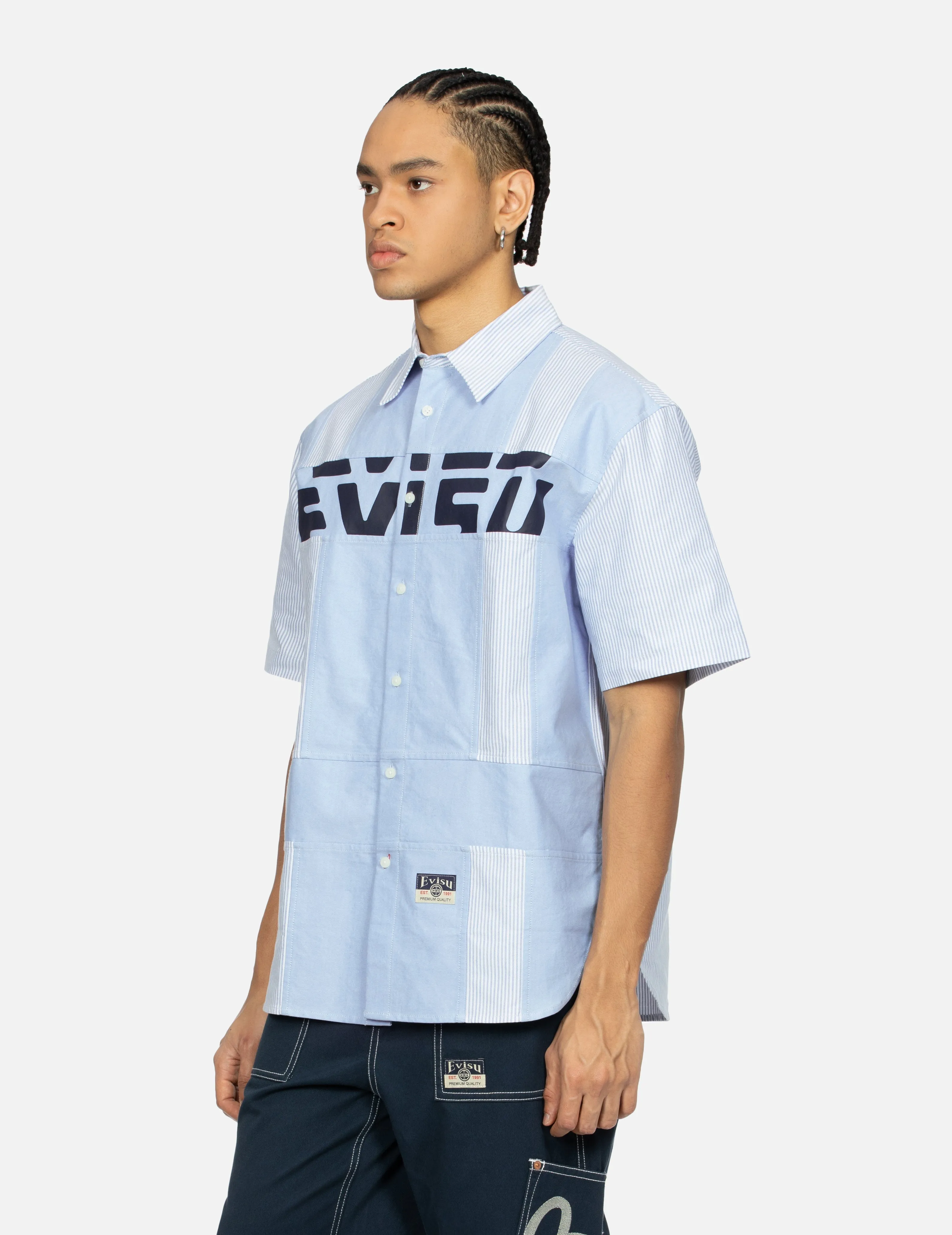 Deconstructed Logo Print and Kamon Embroidery Short Sleeves Relax Fit Shirt sold by Evisu product image thumbnail 2
