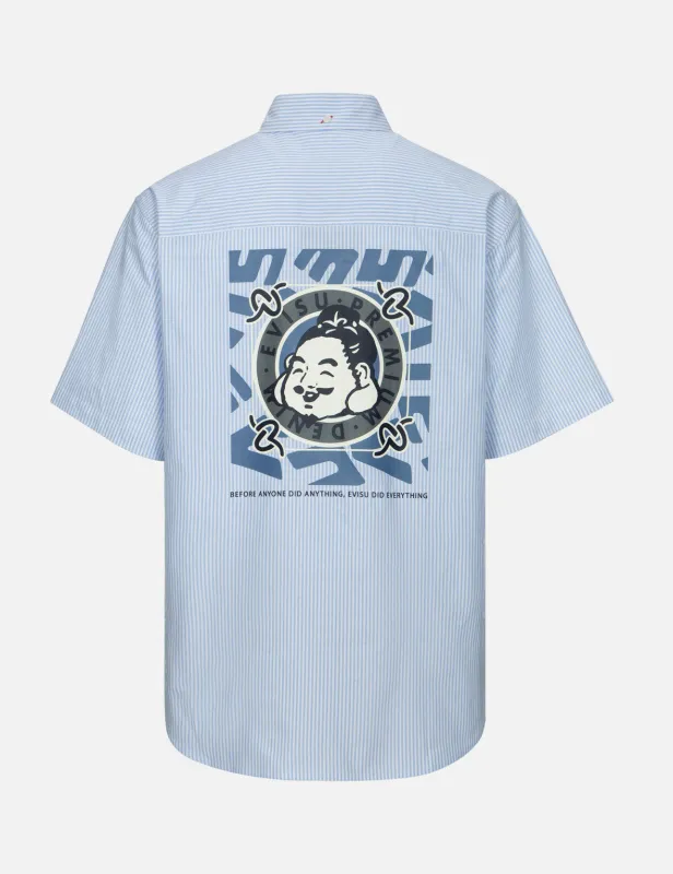 Playful Godhead Print Relax Fit Short-Sleeves Stripe Shirt sold by Evisu