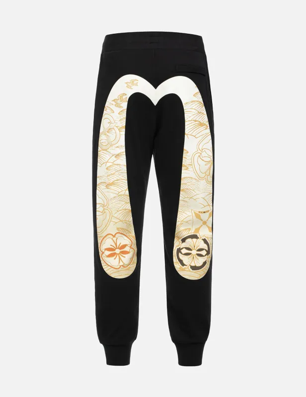 Hanafuda Pattern Daicock Print Regular Fit Sweatpants sold by Evisu
