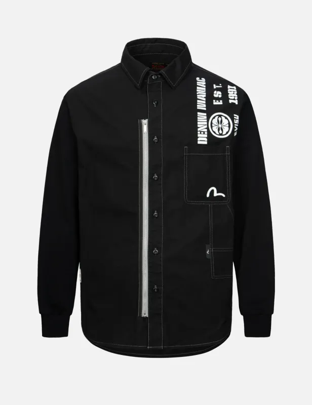 Contrast Stitching and Multi-Print Relax Fit Shirt sold by Evisu