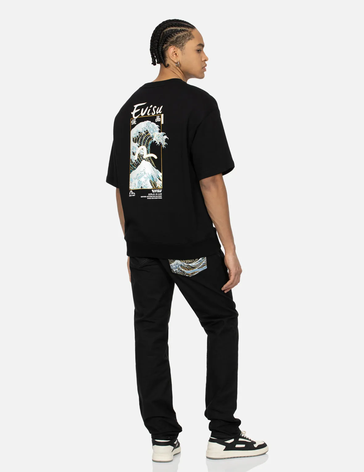 Seagull and The Great Wave Embroidery Taper Pants sold by Evisu product image thumbnail 3