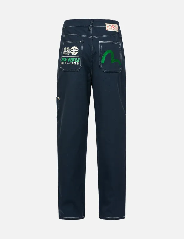 Seagull Embroidery with Contrasting Stitch Straight Fit Cargo Pants sold by Evisu