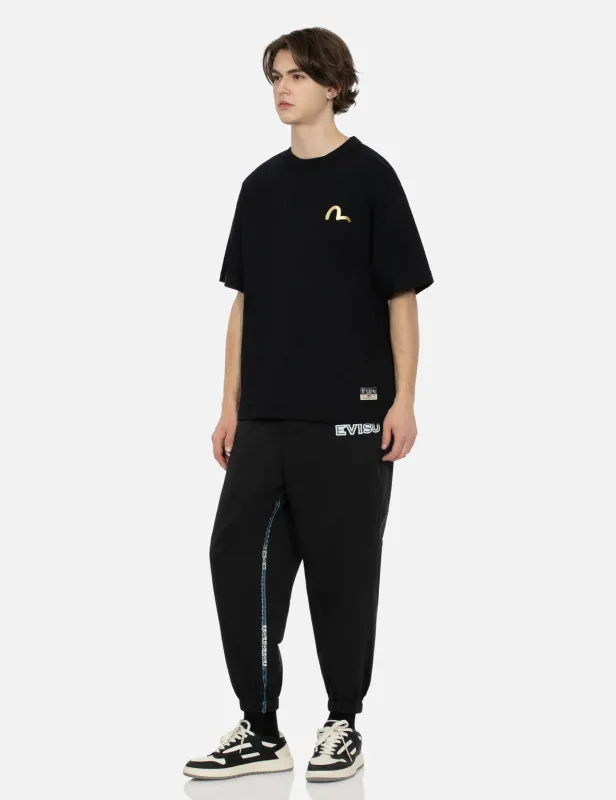 Logo and Seagull Patchwork Appliqué Loose Fit Joggers sold by Evisu