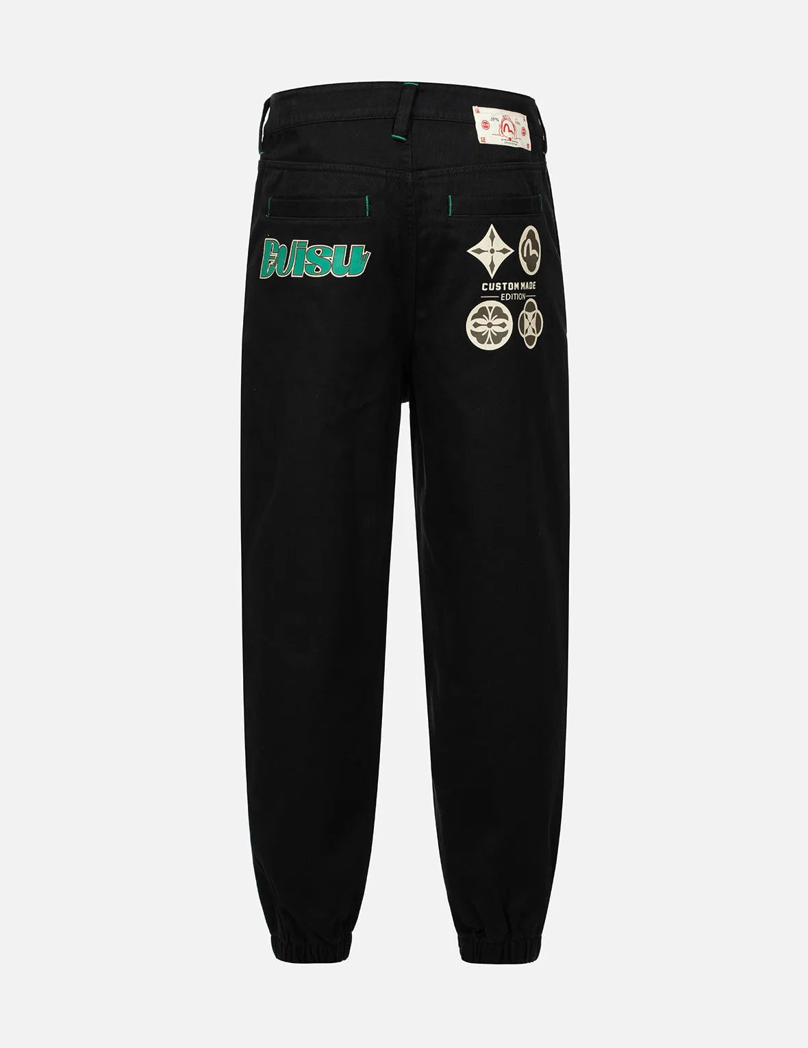 Kamon and Logo Print Fashion Fit Woven Joggers sold by Evisu