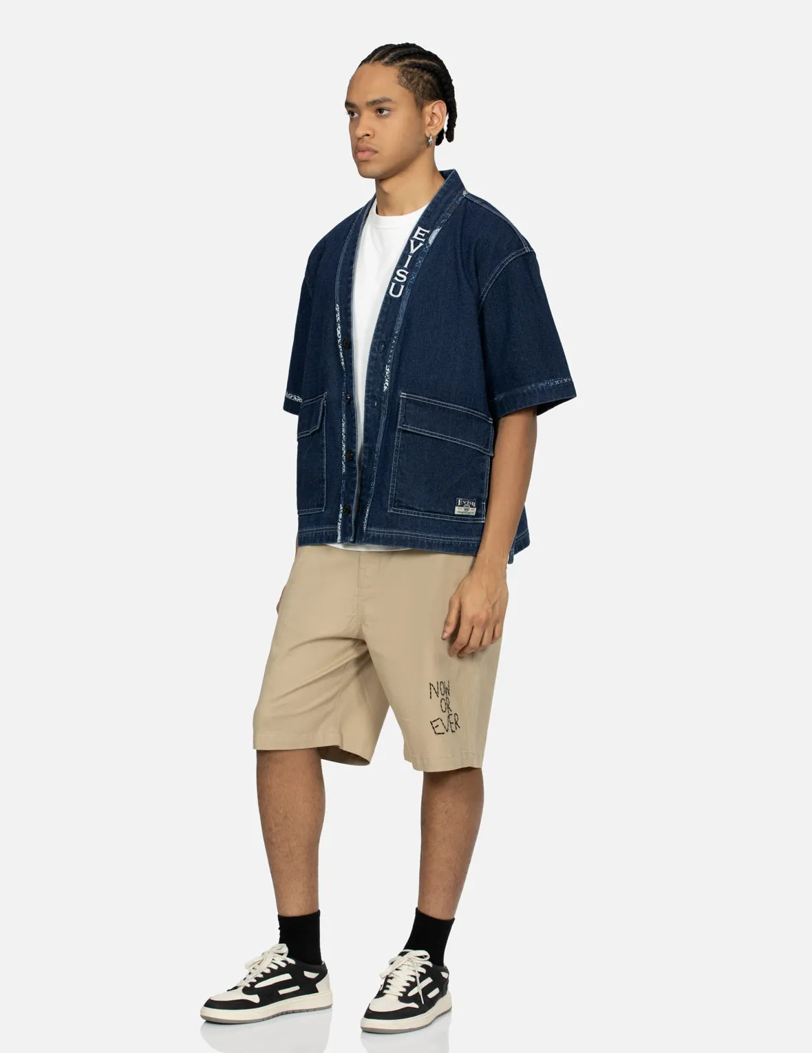 Kamon Appliqué Embroidery Loose Fit Denim Kimono sold by Evisu product image thumbnail 4