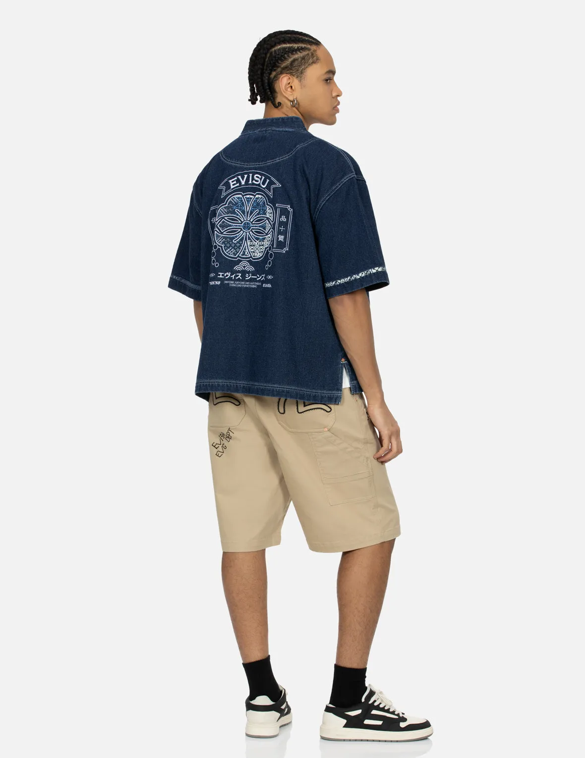 Kamon Appliqué Embroidery Loose Fit Denim Kimono sold by Evisu product image thumbnail 3