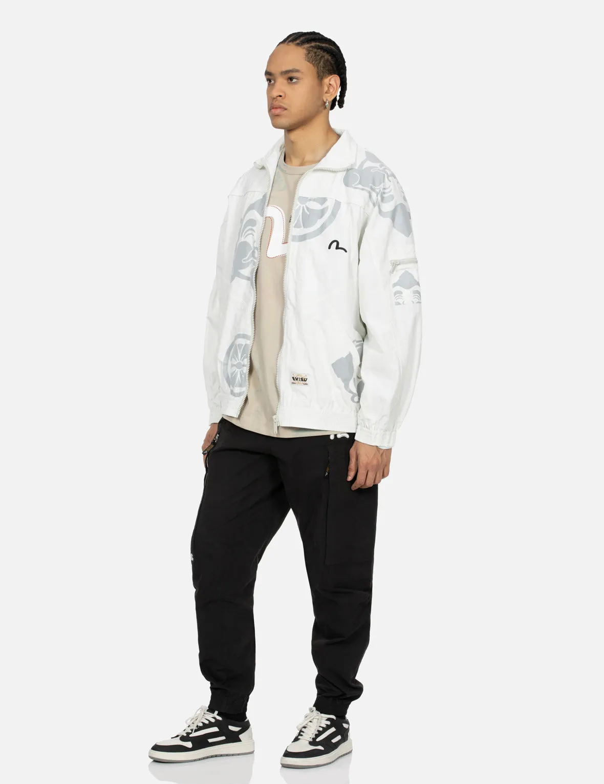 Multi Godhead and Kamon Reflective Print Loose Fit Windbreaker sold by Evisu product image thumbnail 3