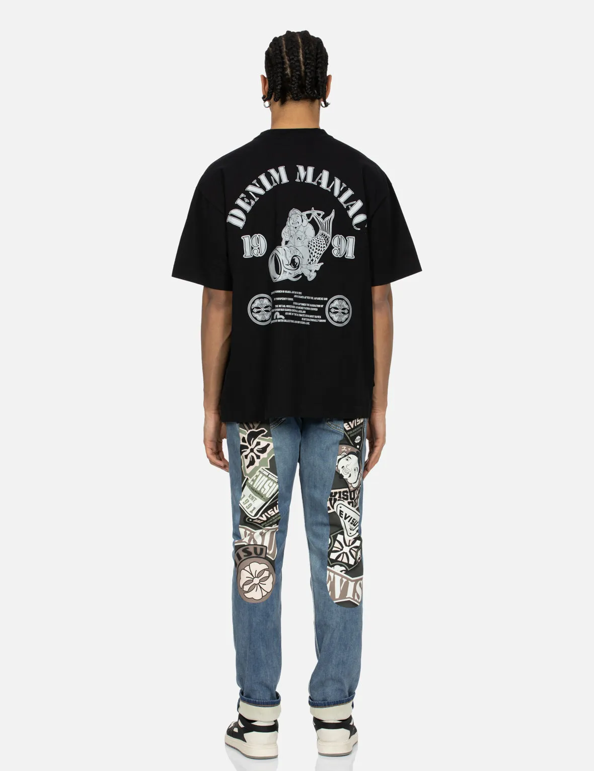 Multi-logo Daicock Print Carrot Fit Denim Jeans #2017 sold by Evisu product image thumbnail 5