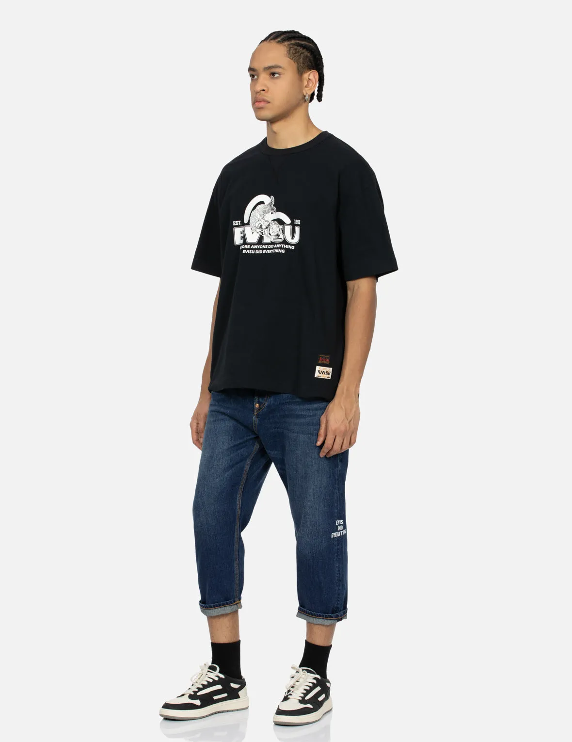 Koinobori Print and Seagull Embroidery Cropped-Fit Jeans #2027 sold by Evisu product image thumbnail 4