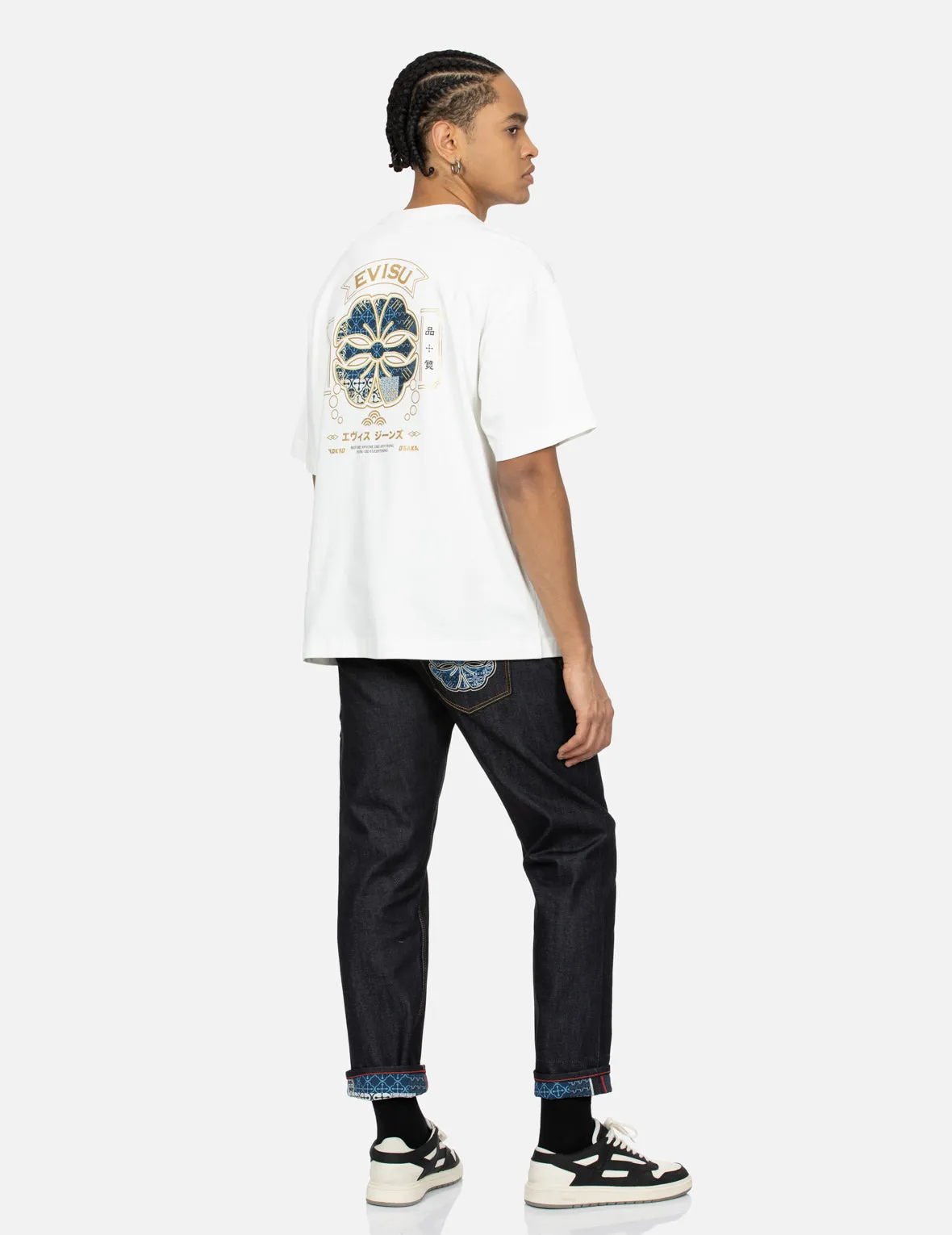 Seagull and Kamon Sashiko Embroidery Carrot Fit Jeans #2017 sold by Evisu product image thumbnail 3