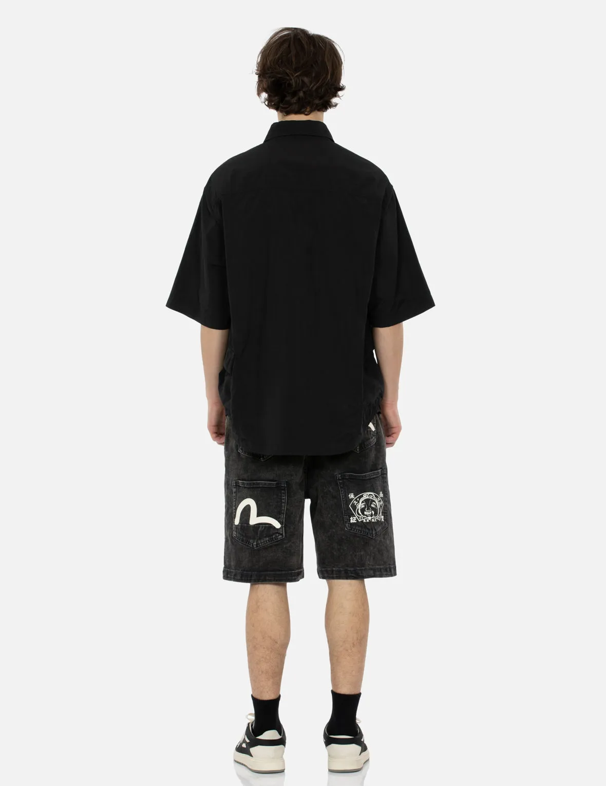 Seagull and Kamon Print Multi-Pocket Relax Fit Denim Shorts sold by Evisu product image thumbnail 5