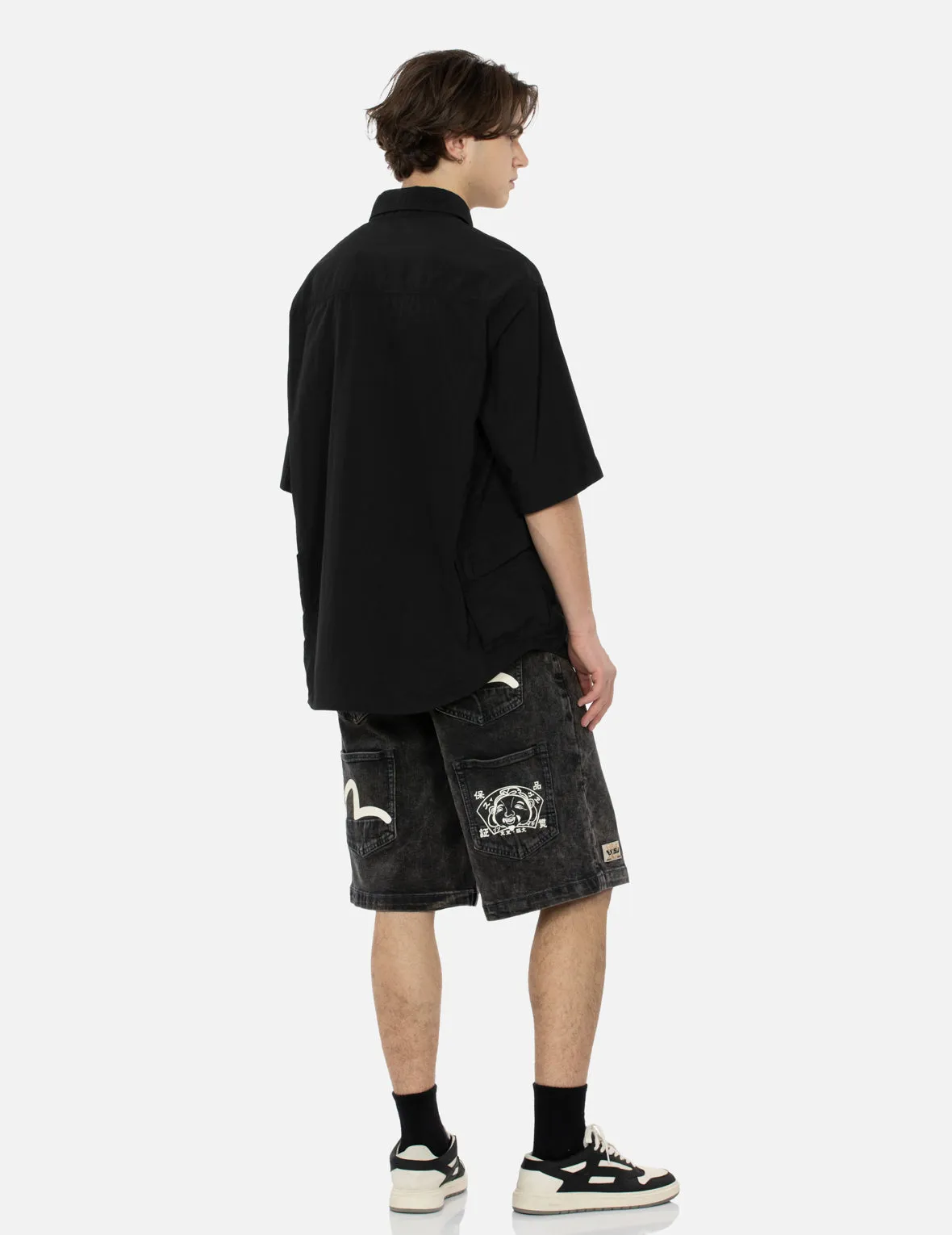 Seagull and Kamon Print Multi-Pocket Relax Fit Denim Shorts sold by Evisu product image thumbnail 3