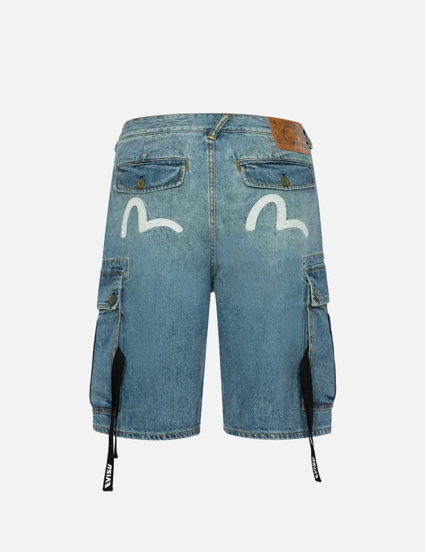 Seagull Print Relax Fit Denim Shorts sold by Evisu