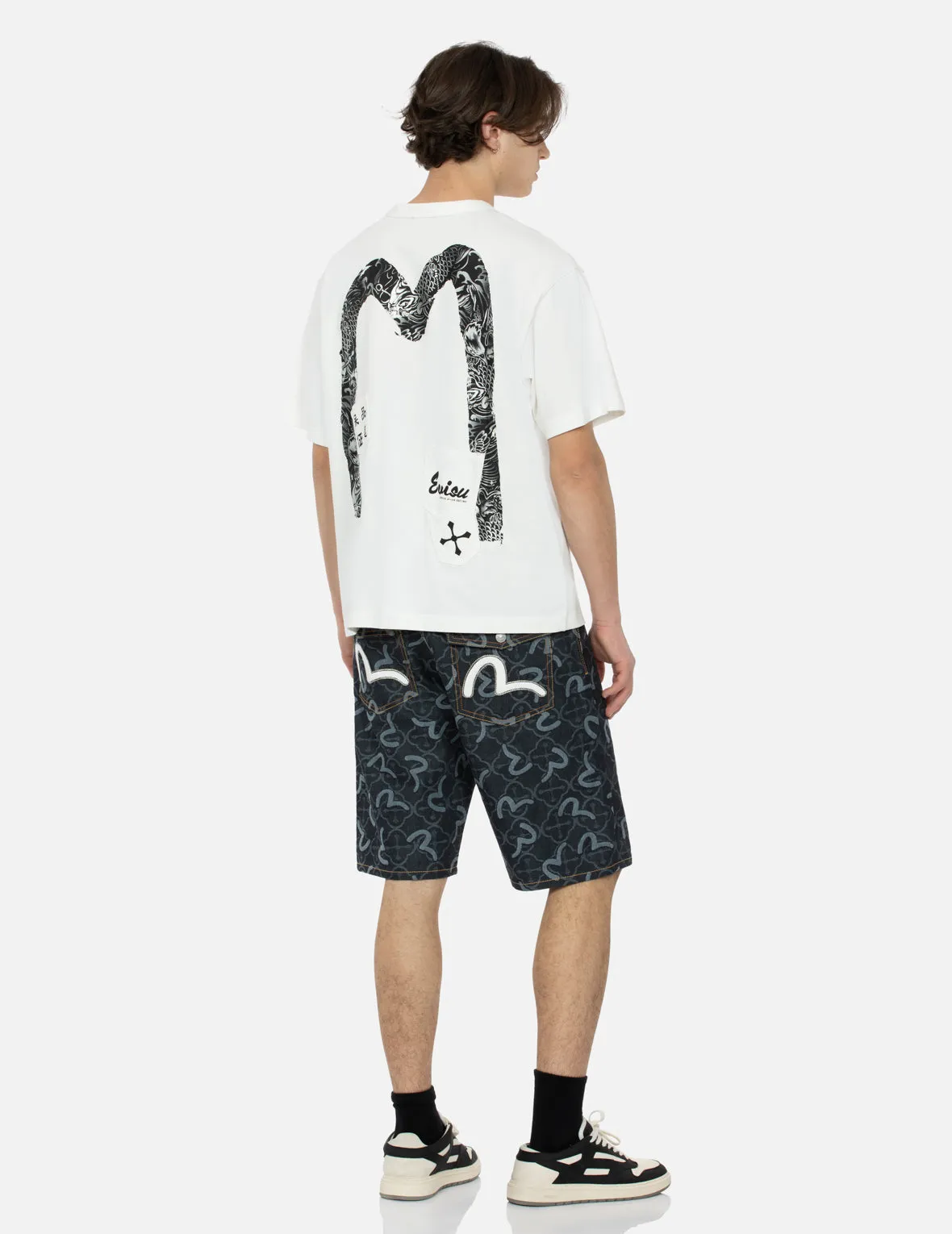 Allover Seagull and Kamon Jacquard Regular Fit Denim Shorts sold by Evisu product image thumbnail 3