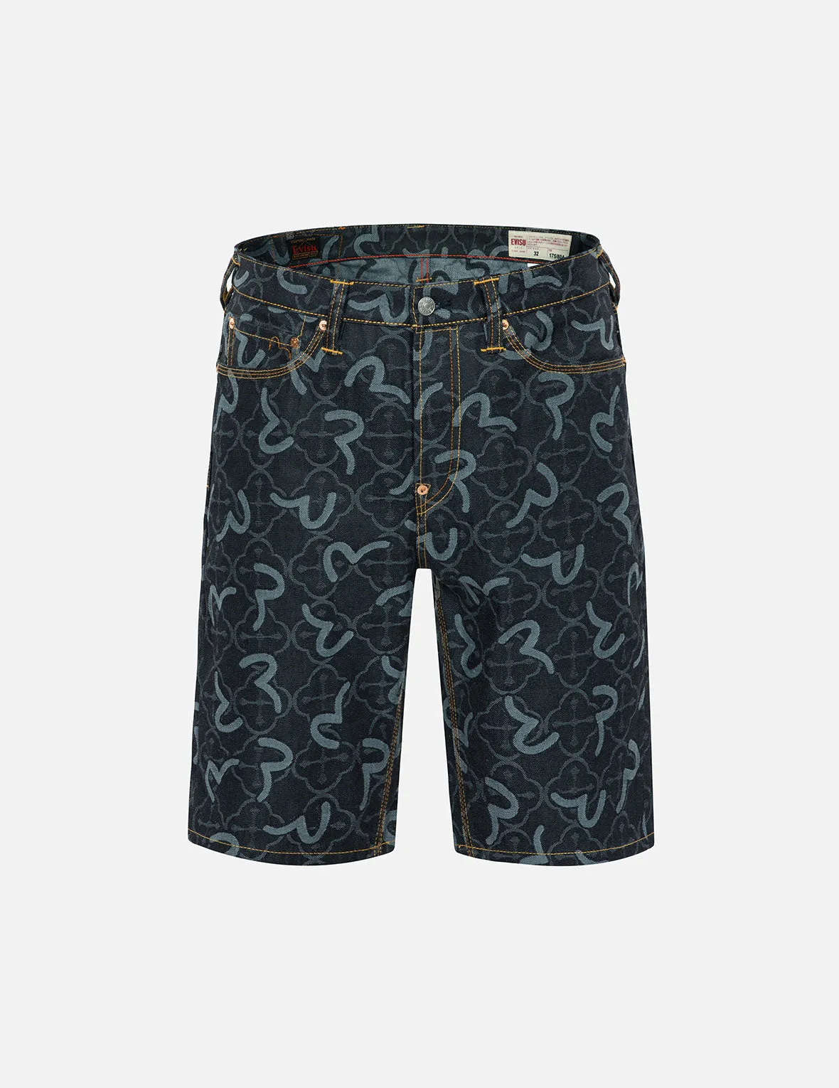 Allover Seagull and Kamon Jacquard Regular Fit Denim Shorts sold by Evisu product image thumbnail 2