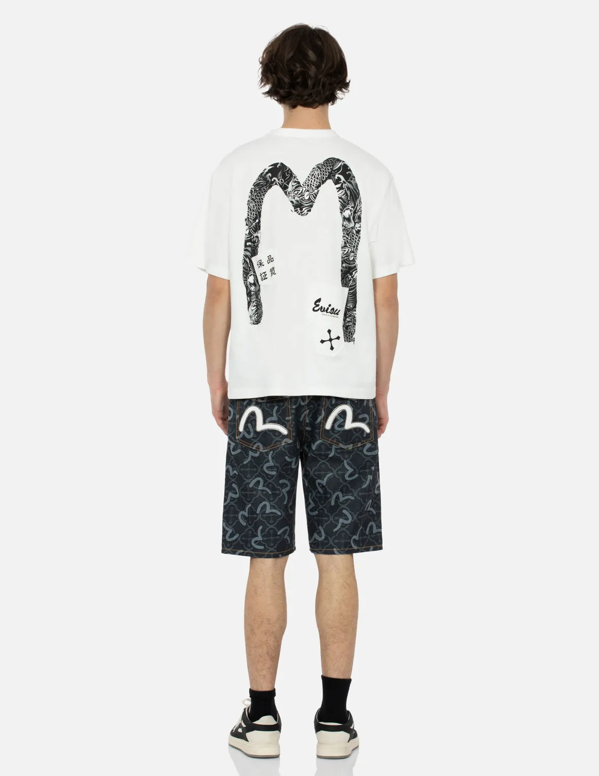 Allover Seagull and Kamon Jacquard Regular Fit Denim Shorts sold by Evisu product image thumbnail 5