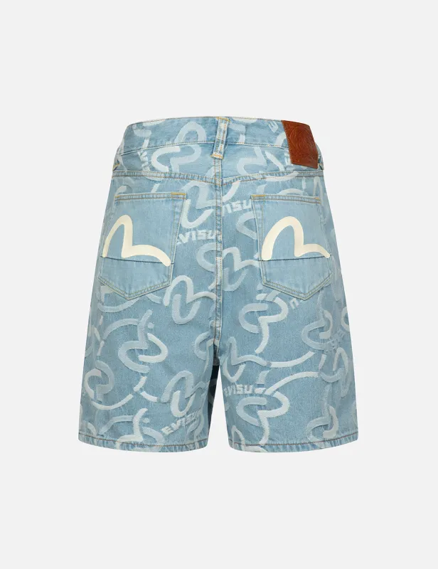 Allover Seagull Jacquard Oversized Shorts sold by Evisu